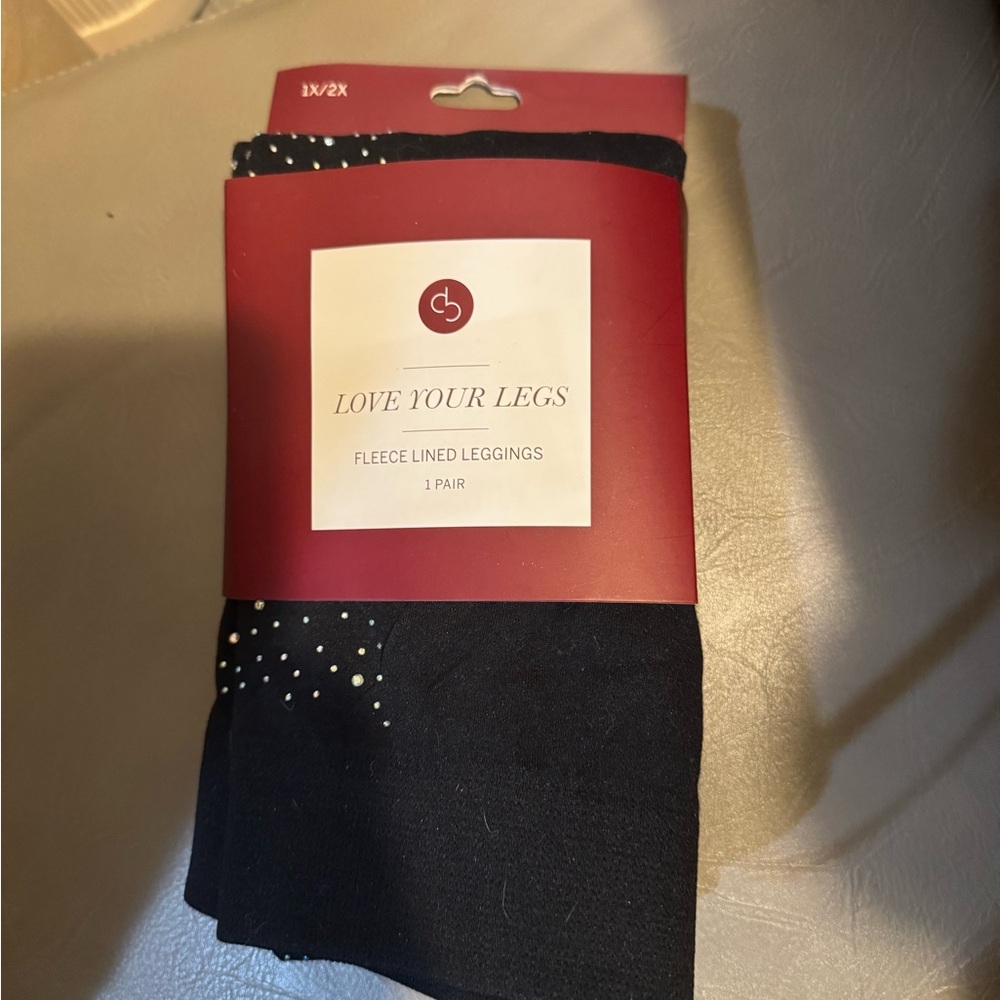 dressbarn Black Fleece Lined Leggings